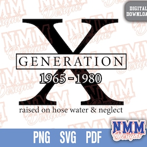 Conception SVG génération X, fichier PNG génération X pour chemises, cadeaux uniques pour elle et lui, graphismes rétro pour t-shirts, téléchargement numérique
