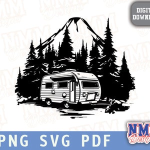 Happy Camper Camping Design PNG, SVG - T-shirt et fichier de coupe Cricut pour explorer la décoration de la vie de camping
