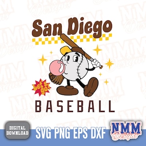 San Diego Baseball SVG | Retro Cricut Design, Vinyl Schnitt Dateien & Aufbügeln | PDF PNG-Formate enthalten