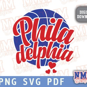 Philadelphia Basketball svg png, pdf, svg-bestanden voor de cricut, vinyl gesneden bestand, opstrijkbaar
