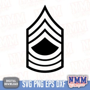 Parche de rango militar de sargento mayor, archivo SVG vectorial de corte – Ejército, Armada, Infantería de Marina, Fuerza Aérea, calcomanía, Cricut, PNG, EPS, logotipo, símbolo