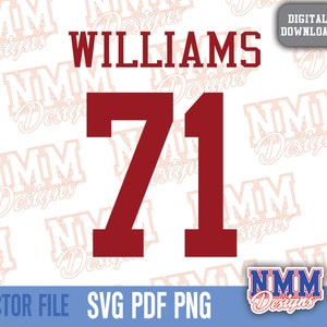 Williams Jersey svg png, pdf , svg Dateien für Cricut, Vinylschnittdatei, für Shirts und Tassen, Aufbügeln für den Schulsport