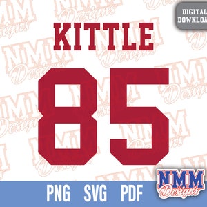 Kittle Jersey svg png, pdf, svg Dateien für Cricut, Vinylschnittdatei, für Shirts und Tassen, Aufbügeln für den Schulsport