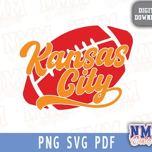 Futebol de Kansas City svg png, pdf, arquivos svg para cricut, arquivo de corte de vinil, para camisas e canecas, passar a ferro Esportes escolares