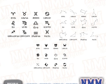 Sterrenbeeld SVG-bundel: astrologie clipart, horoscoop gesneden bestanden (digitale download)