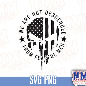 私たちは恐ろしい男たちの子孫ではない SVG | 修正第 2 条のパニッシャー スカルと銃のベクター | 1776 SVG PNG for Crafters
