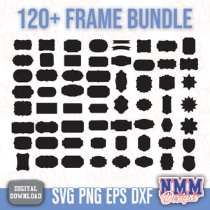 Label Frames SVG png bundel vintage banner vormen clipart voor Cricut silhouet snijden bestanden transparante achtergrond