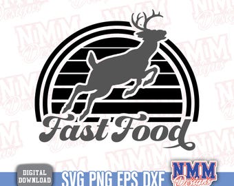 Zabawny polowanie SVG: Projekt jelenia w fast foodzie (pobranie cyfrowe)