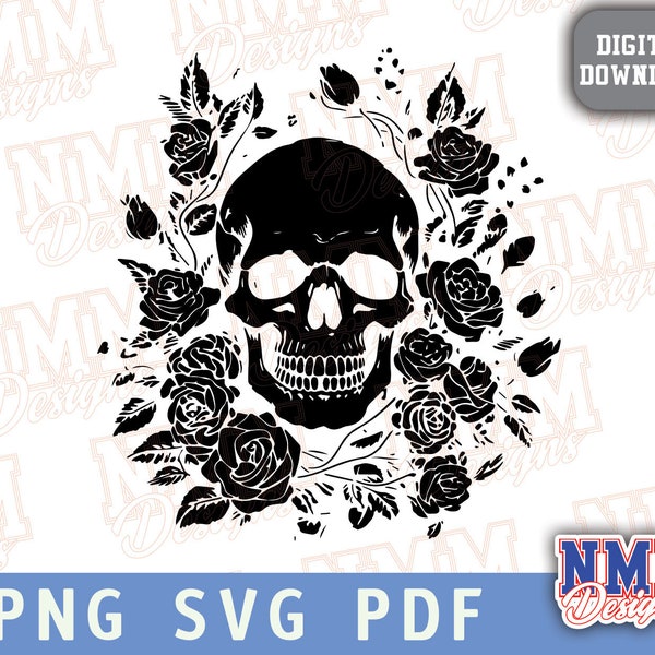 Skull SVG | Skeleton SVG | Gothic Decal T-Shirt Sticker Graphics | Cut Cutting File Printable Clipart Vector Digital Dxf Png