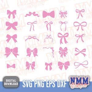 Pacchetto SVG Boho Ribbon - Clipart di fiocchi, fiocchi per capelli e papillon per progetti di artigianato Cricut