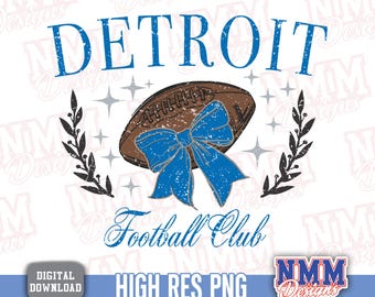 Detroit Football Club Coquette Bow PNG | Digital Clipart for Cricut & Sublimation Designs  PNG