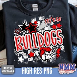 Let&#39;s Go Bulldogs preppy mascot png | digital download | Red Black white