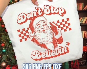Retro Santa Claus SVG PNG, Checkered Christmas Design (Digital Download)