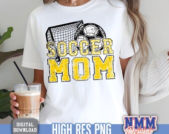 Soccer Mom PNG: Green & Black color, Distresed Design (Digital Download)