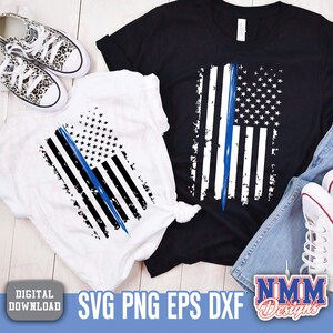 Blue Line US Flag: Police Support PNG SVG (Digital Download) image 3