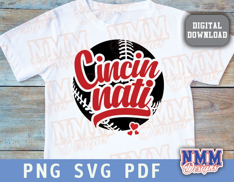 Cincinnati Baseball SVG: Cricut Cut File, Iron on Design (digital ...