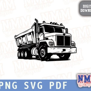 Camión volquete SVG / Construcción SVG / Ilustración de camión semirremolque Calcomanía Gráficos / Archivo de corte Cricut Corte / Clipart Vector Digital