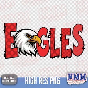 Red Eagles PNG: Team Doodle Sublimation Design (Digital Download