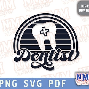 Dentysta SVG PNG, Retro Falisty Tekst Svg, Wyrazy uznania dla dentysty, Pliki Cyfrowego Rzemiosła Dla Cricut-Silhouette Vet