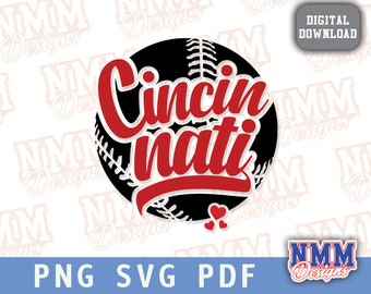 Cincinnati Baseball SVG: Cricut Schnitt Datei, Aufbügeln Design (Digitaler Download)