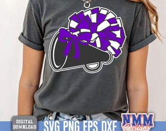 Cheer Megaphone & Pom Pom SVG: DIY Cheerleader Apparel (Digital Download)