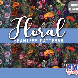 Watercolor Floral Seamless Patterns: Scrapbook Paper (Digital Download)