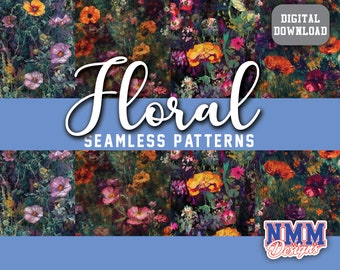 Patrones florales sin costuras en acuarela: Papel para álbumes de recortes (Descarga digital)