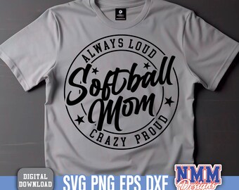 Softball Mom SVG - Cricut & Silhouette Schnittdateien (Digitaler Download)