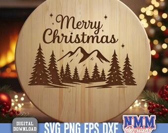 Christmas SVG Laser File Merry SVG Engraving Design for Cutting Board Gift