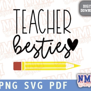Professor Besties PNG, SVG Svg PDF Png, Design para camiseta arquivo de corte cricut Professor amigo colega de trabalho