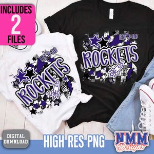 Preppy Rockets Cheer Rockets Preppy Mascot Png | Digital Download | Purple Black White ...