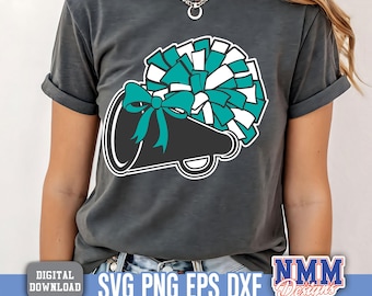 Cheer Megaphone & Pom Pom SVG: DIY Cheerleader Apparel (Digital Download)