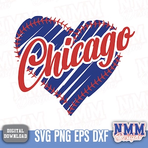 Pacote SVG de beisebol de Chicago - arquivos PNG e PDF para designs Cricut, Vinyl Cut e Iron-On Chi