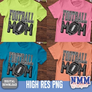 Football Mom PNG: Retro Leopard Checkerboard Game Day Design (Digital Download