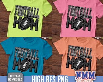 Football Mom PNG: Retro Leopard Checkerboard Game Day Design (Digital Download