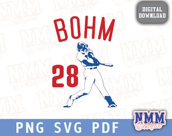Bohm #28 Baseball SVG: Philly Fan T-shirt & Mugg Klippfil (Digital Nedladdning)