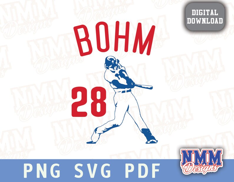 Bohm #28 Baseball SVG: Philly Fan T-shirt & Mugg Klippfil (Digital Nedladdning) bild 1