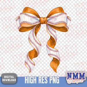 May include: A watercolor bow with a baseball theme. The bow features a white center with red stitching, resembling a baseball. The outer edges and ribbons are a warm brown color. The design is a digital download.