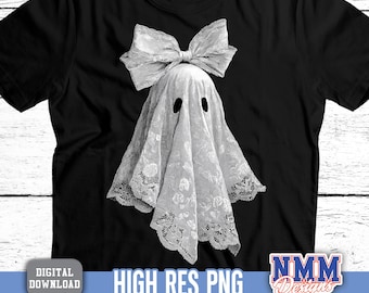 Lace Ghost PNG: Vintage Halloween Shirt Design (Digital Download)