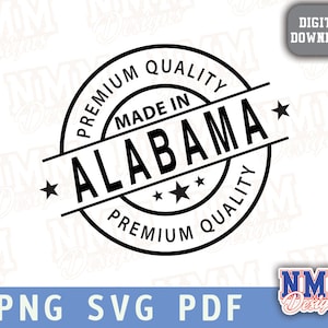 SVG-bundel gemaakt in Alabama – Bama State, PA Silhouette, Verenigde Staten en AL Stamp Vector Design