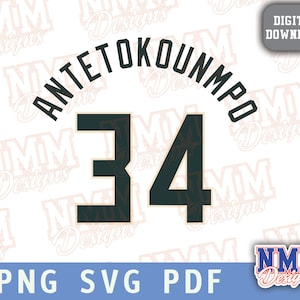 Antetokounmpo Jersey svg png, pdf, svg Dateien für Cricut, Vinylschnittdatei, für Shirts und Tassen, Aufbügeln für den Schulsport