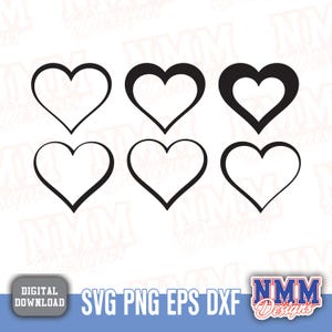 Heart Bundle SVG PNG - Prosty minimalistyczny projekt serca na śluby i rocznice - Pliki Cricut Cut do pobrania cyfrowego 300 dpi