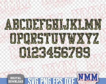 Camo Alpha Set PNG, font Old School (download digitale)
