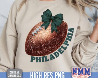 Philadelphia Glitter Football PNG: Girly Sports Team-sublimatie (digitale download)