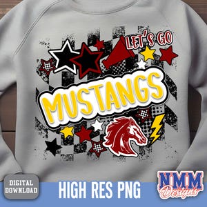 Let&#39;s Go Mustangs preppy mascot png | digital download | Maroon Gold