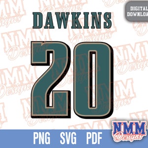 Dawkins Jersey svg png, pdf, svg-Dateien für Cricut, Vinylschnittdatei, für Hemden und Tassen, Aufbügeln für den Schulsport
