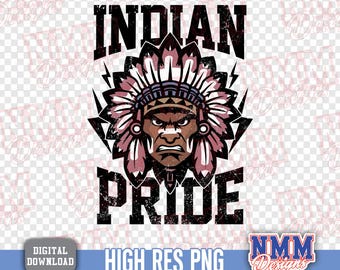 Indian Pride PNG Bundle: High School Football Team Design (Digital Download)