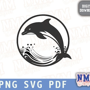 Dauphin SVG, fichier pour Cricut, pour la silhouette, couper des fichiers, Png, Dxf, fichiers Svg