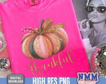 Coquette Pumpkin PNG: Thankful Fall Design (Digital Download)