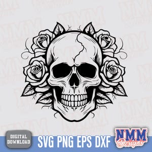 Blumenschädel SVG - Zuckerschädel Vektor, Blumen Schnittdatei, Halloween-Skelett Design für Cricut & Silhouette
